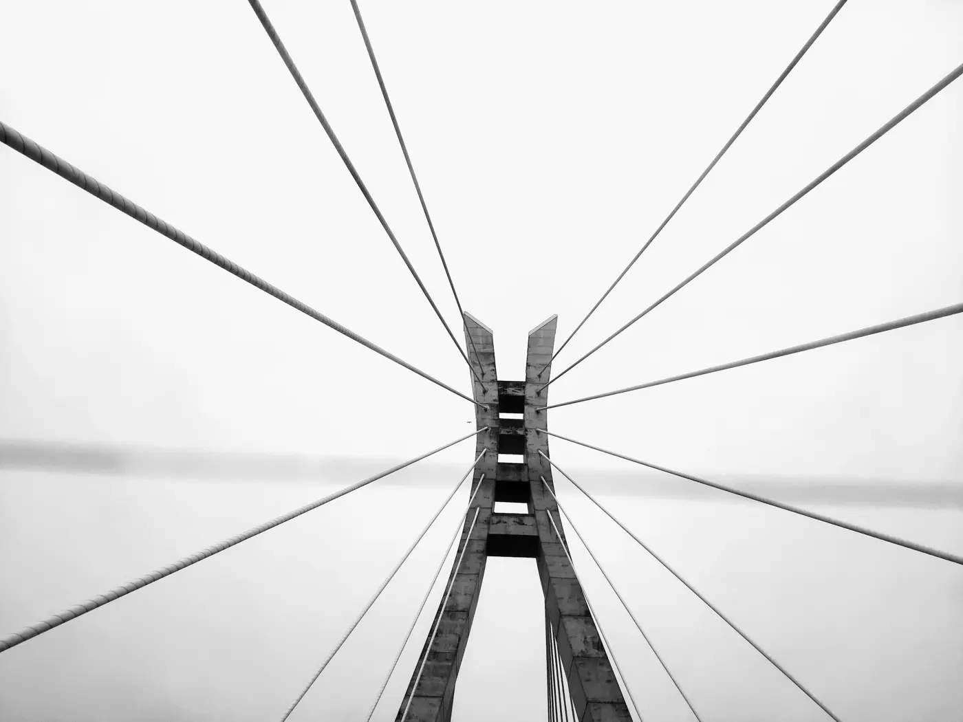 Looking up at the cables of the Lekki-Ikoyi Link Bridge in Lagos